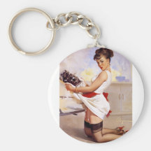 Rétro Pin vintage de Gil Elvgren vers le haut de f Porte-clé