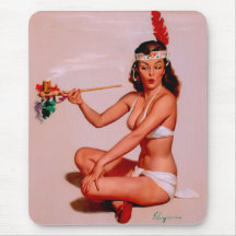 Rétro Pin vintage de Gil Elvgren vers le haut de f Tapis De Souris