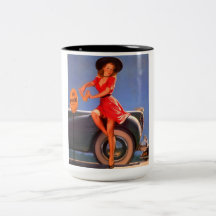 Rétro Pin vintage de Gil Elvgren vers le haut de f Tasse