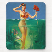 Rétro Pin vintage de plongeur autonome de Gil Elvg Tapis De Souris