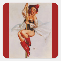Rétro Pin vintage de sapeur-pompier de Gil Elvgren Stickers Carrés