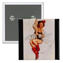 Rétro Pin vintage de sapeur-pompier de Gil Elvgren Badges