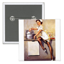 Rétro Pin vintage d'infirmière de Gil Elvgren vers Badges Avec Agrafe