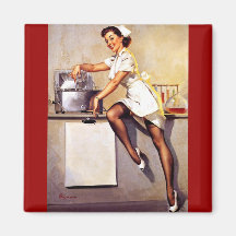 Rétro Pin vintage d'infirmière de Gil Elvgren vers Magnets Pour Réfrigérateur