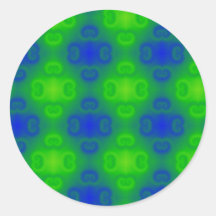 Rétro résumé bleu et vert autocollant rond