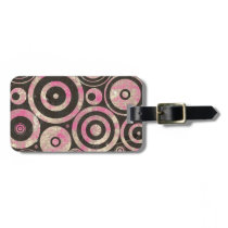 Rétro rose grunge et motif de cercle de Brown étiquettes à bagages