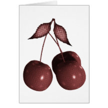 rétro rouge des cerises 3D tramées Cartes De Vœux
