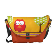 Rétro sac messenger orange impressionnant à hiboux sacoche