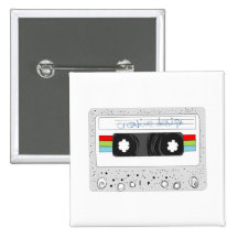 Rétro style de l'enregistreur à cassettes 80s badge avec épingle