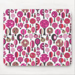 Rétro tapis de souris rose mignon d'arbres et de f