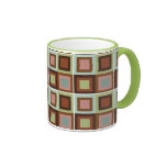 rétro tasse moderne de brun de vert de carrés