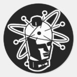 Rétro tête de robot de la science fiction - noir e autocollant rond