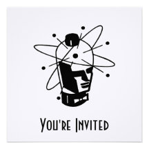Rétro tête de robot de la science fiction - noir e cartons d'invitation