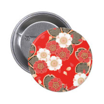 Rétro vecteur blanc rouge floral vintage mignon pin's avec agrafe