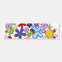 Rétro vecteur floral de flower power adhésif pour voiture
