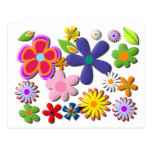 Rétro vecteur floral de flower power carte postale