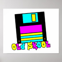 Rétro vieille conception à disque souple de skool  poster