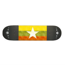 Retro Vintage Myanmar Flag Custom Skateboard