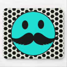 Rétro visage souriant drôle avec la moustache Stac Tapis De Souris