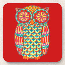 Rétros caboteurs colorés de hibou - ensemble de 6 dessous-de-verre