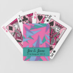 Rétros cartes de jeu futuristes roses de mariage