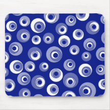 Rétros cercles bleus et points Mousepad Tapis De Souris