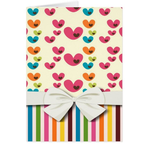 rétros coeurs et rayures d'amour de valentine de s carte