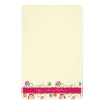 Rétros fleurs · Couleur cerise · Papeterie Papier À Lettre Personnalisé