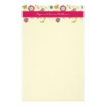Rétros fleurs · Couleur cerise · Papeterie Motifs Pour Papier À Lettre