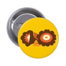 Rétros fleurs de Brown Badges Avec Agrafe
