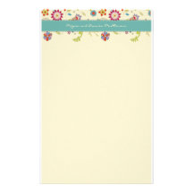 Rétros fleurs · Teal · Papeterie Motifs Pour Papier À Lettre