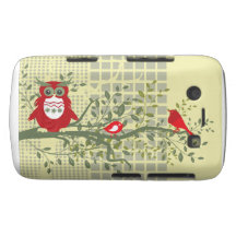 rétros hiboux et oiseaux sur la caisse audacieuse  coques blackberry