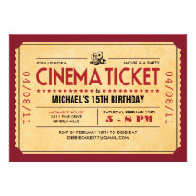 Rétros invitations de billet de film