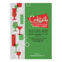 Rétros invitations de cocktail de vacances