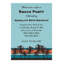 Rétros invitations de fête d'anniversaire de plage