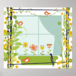 Rétros oiseaux et affiche de fleurs