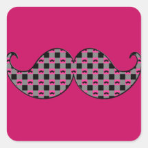 Rétros roses indien Girly de moustache Autocollants Carrés