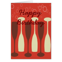 Rétros verres de vin HappyBirthday Cartes De Vœux