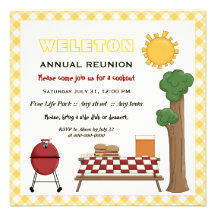 Réunion de famille de barbecue de BBQ, frontière j Invitation Personnalisable