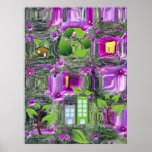 Réutilisez et les fleurs 2 de pourpre posters