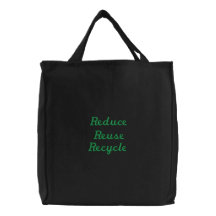 Réutilisez, réduisez, réutilisez sac brodé