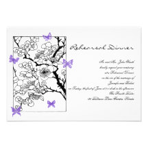 Rêves de papillon : Répétition violette de mariage Carton D'invitation