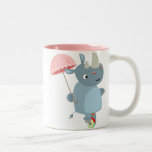Rhinocéros avec le parapluie sur la tasse de monoc tasses