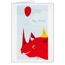 Rhinocéros de joyeux anniversaire (texte editable) cartes de vœux