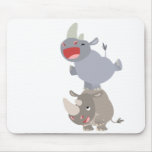 Rhinocéros mignons Mousepad de bande dessinée de s tapis de souris