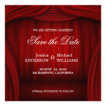 Rideau rouge - sauvez le faire-part de date