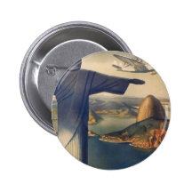 Rio de Janeiro vintage, le Christ la statue de réd Badge