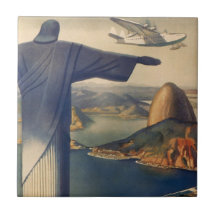 Rio de Janeiro vintage, le Christ la statue de réd Carreau