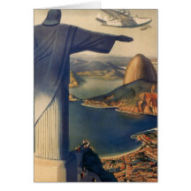 Rio de Janeiro vintage, le Christ la statue de réd Carte De Vœux