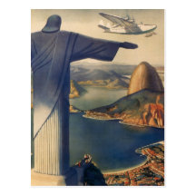 Rio de Janeiro vintage, le Christ la statue de réd Carte Postale